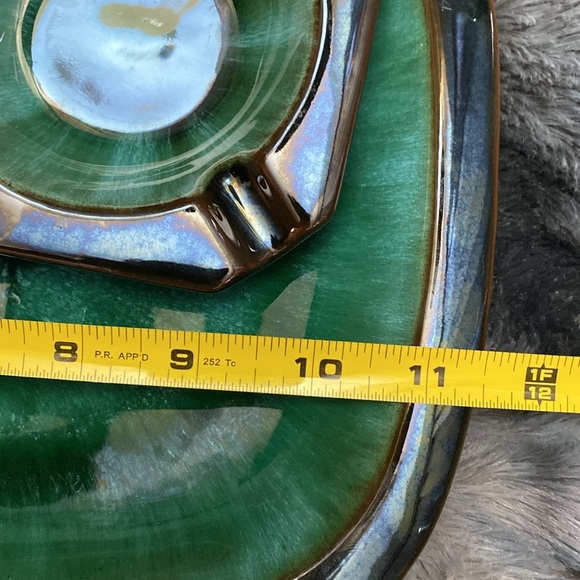 Rare and unique Green Blue Mountain  Ceramic Ashtrays set of 3 - Picture 15 of 16